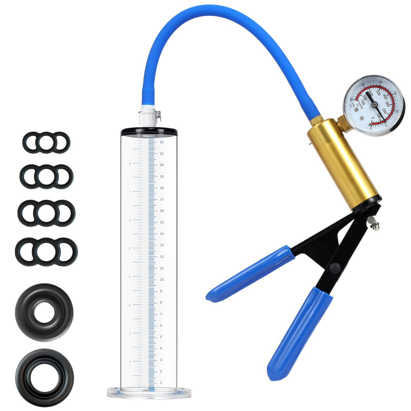 Penis Pump with Brass Pistol & Pressure Gauge,9 x 1.75.0 Inch Cylinder, Penis Enlarger Male Sex Toys Sex Toys for Men Cock Pump Adult Toys for Men