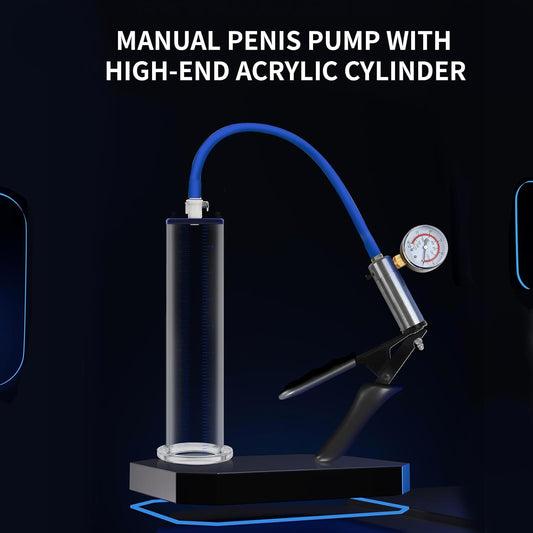 Male Enhancement Pump System 9 x 2.75 inch Cylinder,with Gauge,with a Lifelike Vagina Sleeve & 11PCS Penis Rings Set,Sex Toys - Pumps & Enlargers,Penis Male Sex Toys