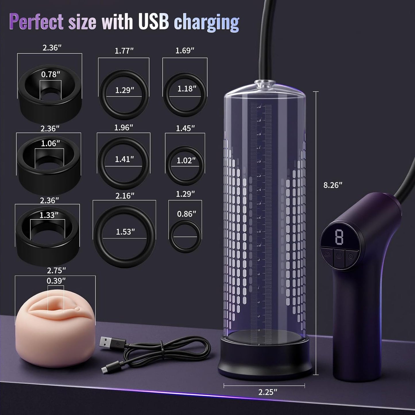 Electric Penis Pump Male Sex Toys - Pumps & Enlargers,Penis Vacuum Enlargement Pump with 9 Training Modes,Dick Pump with Penis Rings and Mini Pocket Pussy for Erectile Dysfunction Vacuum Pump