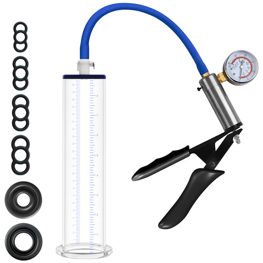 Male Enhancement Pump System,Male Enhancement Vacuum Pump with Gauge 9 x 2 inch Cylinder,1 Silicone Sleeves,Sex Toys for Men, Adult Toys for Men