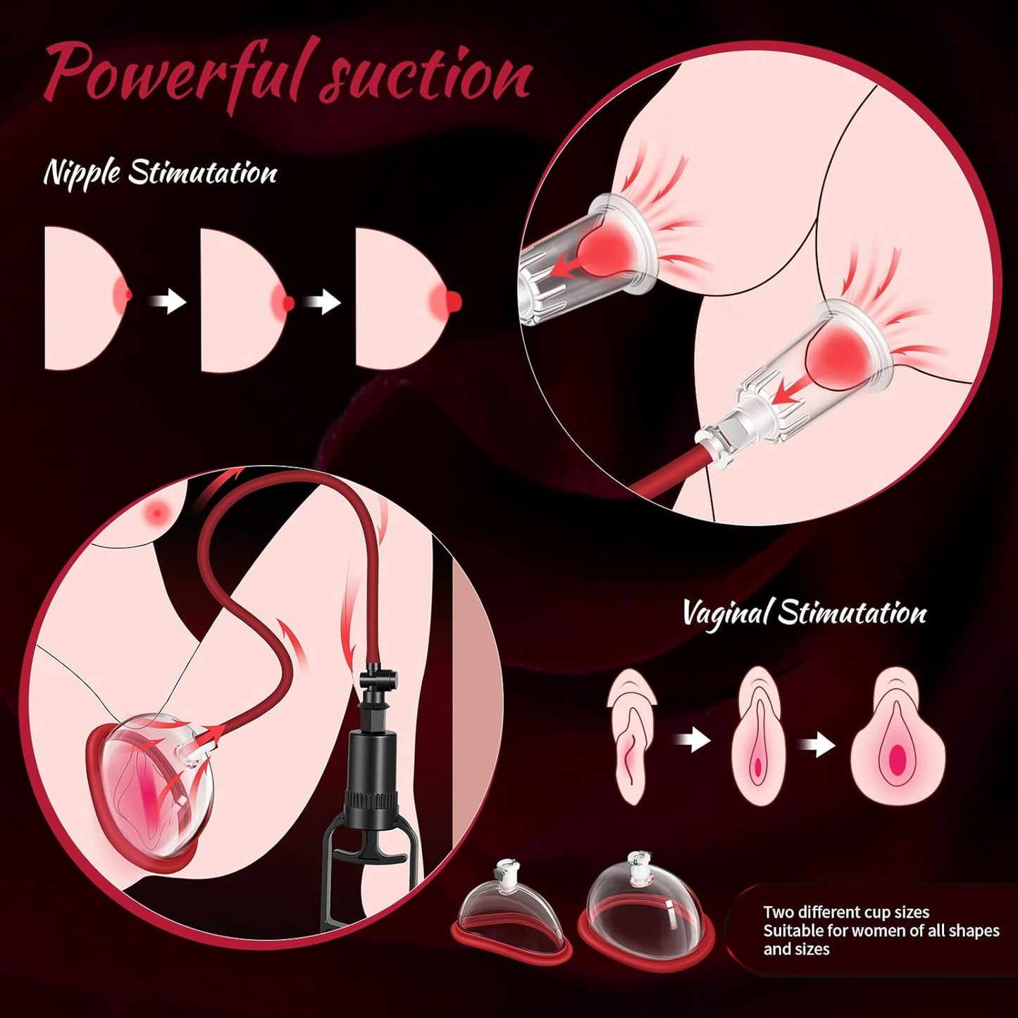 Pussy Pump Nipple Sucking Toys Include 2 Pussy & 2 Nipple Cups,Clitorial Pumps Sex Toy Enhances Sexual Pleasure Sex Toys for Females Vagina Pump Adult Sex Toy