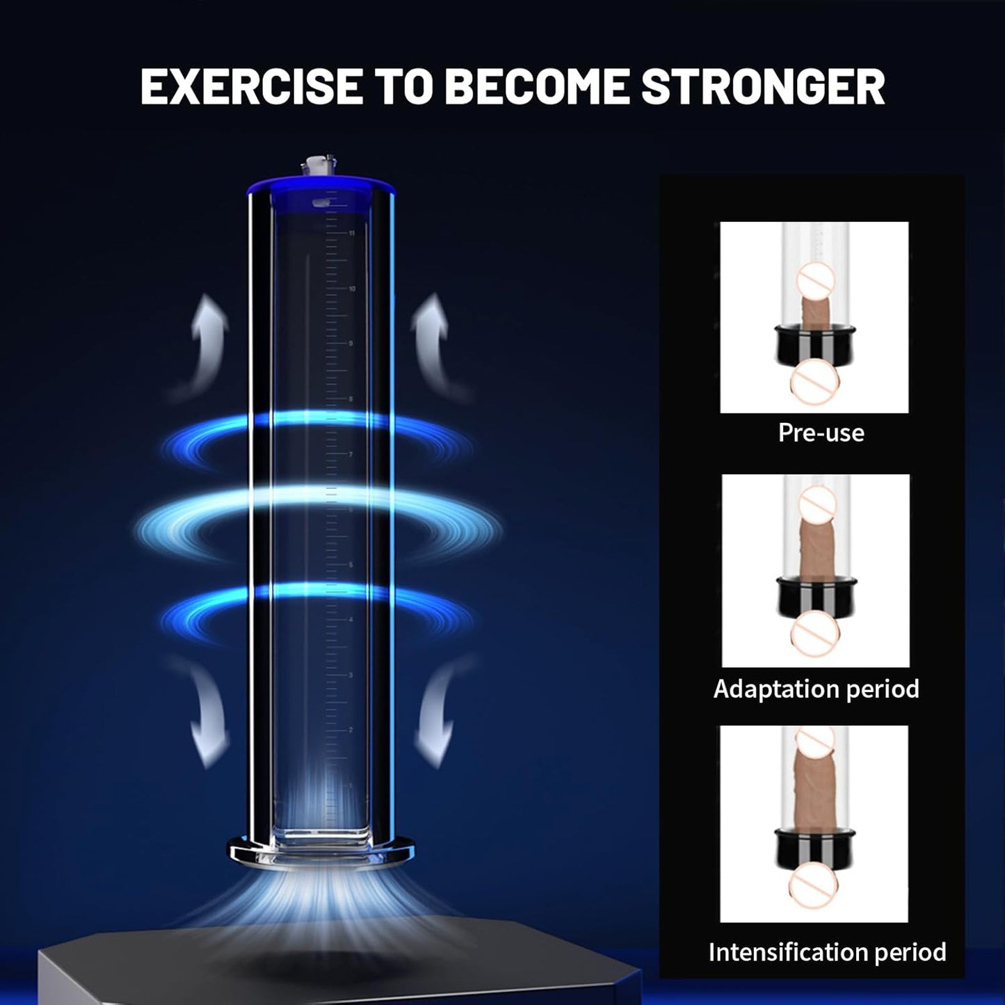 Penis Pump Vacuum Cylinder 9 * （1.5-2.75）in with 1 Black Silicone Base Ring