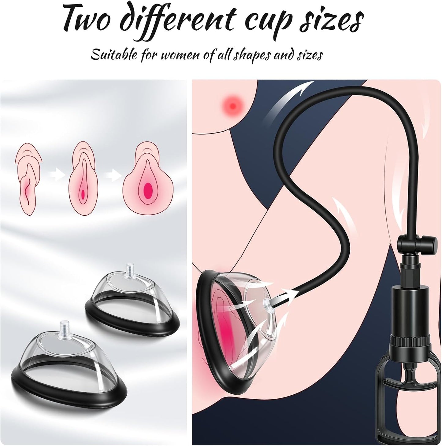 Pussy Pump Women Sex Toys Nipple Pussy Sucking Toys Include 2 Pussy & 2 Nipple Cups,Clitorial Pumps Sex Toy Enhances Sexual Pleasure Sex Toys for Females Vagina Pump Adult Sex Toy