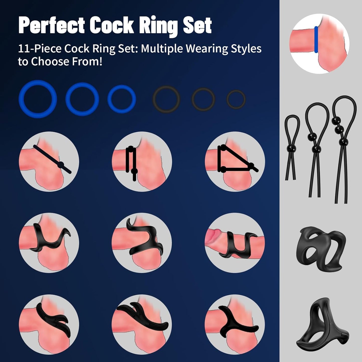 Male Enhancement Pump System 9 x 2.75 inch Cylinder,with Gauge,with a Lifelike Vagina Sleeve & 11PCS Penis Rings Set,Sex Toys - Pumps & Enlargers,Penis Male Sex Toys