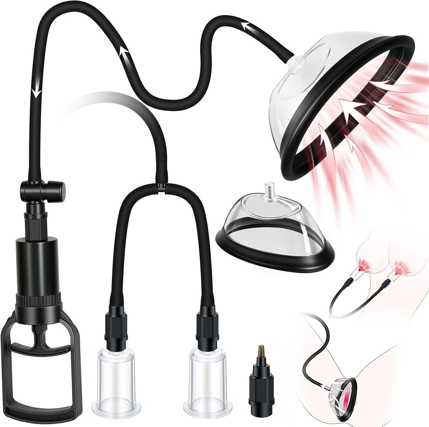 Pussy Pump Women Sex Toys Nipple Pussy Sucking Toys Include 2 Pussy & 2 Nipple Cups,Clitorial Pumps Sex Toy Enhances Sexual Pleasure Sex Toys for Females Vagina Pump Adult Sex Toy